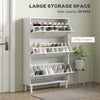 Narrow Shoe Storage Cabinet, 3 Flip Drawers, Adjustable Shelves, 18-24 Pairs Capacity, White