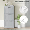 Slim Shoe Cabinet with 3 Flip Drawers and Adjustable Shelves, Narrow Shoe Cabinet for 15 Pairs of Shoes, Grey
