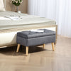 Storage Ottoman with Lid, Velvet Upholstered Storage Bench with Wood Legs for Living Room, Charcoal Grey