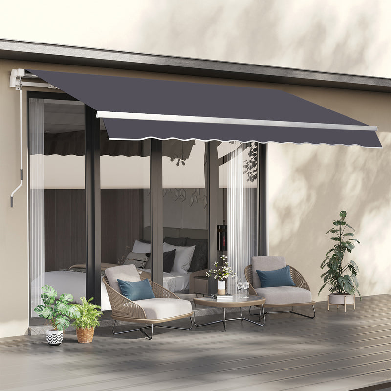 11' x 10' Retractable Awning Fabric Replacement Outdoor Sunshade Canopy Awning Cover, UV Protection, Grey