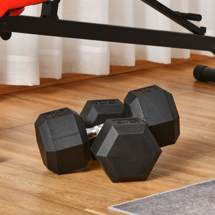 2 x 50lbs Rubber Dumbbells Weight Set, Dumbbell Hand Weight for Body Fitness Training, Home Office Gym, Black