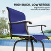 Outdoor Bar Stools Set of 2, Swivel Bar Height Chairs with High Back, Curved Armrests and Steel Frame for Balcony, Navy Blue