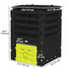 Compost Bin, Garden Composter with 80 Vents and 2 Sliding Doors, 120 Gallon (450L), Black
