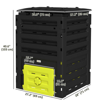 Compost Bin, Garden Composter with 80 Vents and 2 Sliding Doors, 120 Gallon (450L), Black