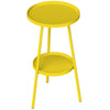 Round Garden Table, 2-Tier Small Side Table, Metal Patio Table Coffee Table Dining Table, Yellow
