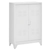 Metal Storage Cabinet, Industrial Sideboard Buffet Cabinet with 2 Louvered Doors, Adjustable Shelves, White