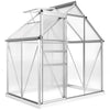 6' x 12' x 6.5' Walk-in Greenhouse, Polycarbonate Greenhouse with Adjustable Roof Vent, Base, Sliding Door, Silver