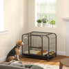 37 Inch Heavy Duty Dog Crate, Large Metal Dog Cage with Lockable Wheels and Removable Tray