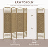 4 Panel Folding Room Divider, Portable Privacy Screen, Wave Fiber Room Partition for Home Office, White, Natural