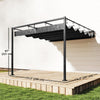 10' x 10' Retractable Pergola Canopy, Wall-Mounted Pergola, Outdoor Sun Shade Shelter for Garden, Balcony, Dark Grey