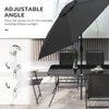 8 Piece Patio Set with Umbrella, 6 Folding Chairs, Rectangle Table, Outdoor Dining Set for 6 with Mesh Seat, Black
