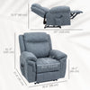 Manual Recliner Chair with Vibration Massage, Side Pockets, Microfibre Reclining Chair for Living Room, Blue-Grey