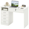 Home Office Desk with Storage, Computer Desk with Lockable Drawer and Open Compartment, White