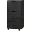 File Cabinet on Wheels Mobile Printer Stand with 5 Drawers for Home Office Black
