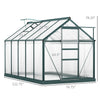 6' x 10' x 6.6' Polycarbonate Greenhouse, Walk-In Green House Kit Garden, Plants Grow, Galvanized Sheet Aluminum Frame with Rain Gutter, Vents and Sliding Door