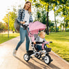 Qaba 6 in 1 Toddler Tricycle with Parent Push Handle, Canopy, Storage Baskets, Cupholder, Pink