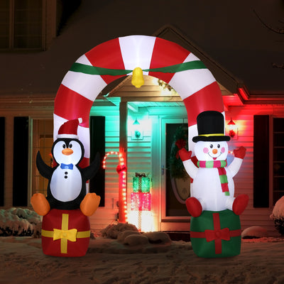 9ft Christmas Inflatable Archway with Santa Claus and Snowman for Outdoor, Blow Up Decoration with LED Lights
