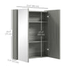 Wall Mount Mirrored Medicine Cabinet, Bathroom Mirror Cabinet with Adjustable Shelf, Double Soft Closing Doors, Grey