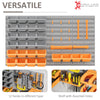 44PC Wall Mounted Storage Bins Parts Rack Kit with Storage Bins, Pegboard and Hooks, Garage Plastic Organizer, Orange