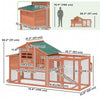 Chicken Coop with Run Mobile Wooden Hen House with Nesting Box Pull-out Tray for 1-2 Chickens Orange