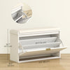 Entryway Bench with Padded Seat and Flip-Drawers, Holds up to 265lbs, Shoe Storage Bench for 8 Pairs of Shoes, White