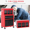6-Drawer Rolling Tool Chest, 2 in 1 Lockable Storage Cabinet with Hooks, Metal Tool Box for Garage, Workshop