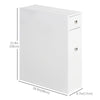 Space Saving Toilet Paper Cabinet, Narrow Bathroom Cabinet with Drawers and Hidden Storage, White
