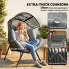 Wicker Egg Chair, Indoor Outdoor Rattan Lounge Chair with Thick Cushion and Headrest, Steel Frame, Adjustable Pads, Grey