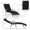 Outdoor Folding Chaise Lounge Chair Recliner with Portable Design, Adjustable Backrest, Cushion and Headrest, Black