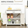 Farmhouse Sideboard Buffet Cabinet, Storage Cabinet with Barn Doors, Distressed White