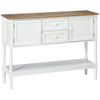 Vintage Console Table with 2 Drawers and Cabinets, Retro Sofa Table for Entryway, Living Room and Bedroom, White