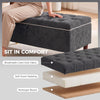Storage Ottoman Bench, Linen-Look Upholstered Seat, 264 LBS Capacity, End of Bed Bench, Dark Grey