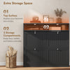 Shoe Cabinet with 2 Large Flip Drawers, Farmhouse Narrow Shoe Storage Cabinet with 2 Top Compartments, Black