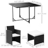 9 Pieces Patio Wicker Dining Set, PE Rattan Garden Sectional Sofa Outdoor Space-Saving Furniture Sets, White
