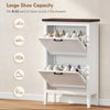 Shoe Cabinet with 2 Flip Drawers, Farmhouse Narrow Shoe Storage Cabinet with Adjustable Shelves, White