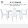 5-Piece Rectangular Glass Kitchen Table and Chairs with Metal Frame and Faux Leather Upholstery for Dining Room