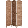 6ft Folding Room Divider, 3 Panel Wall Partition with Wooden Frame for Bedroom, Home Office, Natural