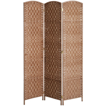 6ft Folding Room Divider, 3 Panel Wall Partition with Wooden Frame for Bedroom, Home Office, Natural