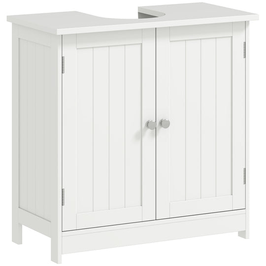 Meuble-lavabo de salle de bain, meuble de 24 po avec évier sur pied, 2 portes et étagère, blanc