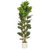 6FT Artificial Fiddle Leaf Fig Tree, Fake Potted Tree with Solid Wood Trunks and Lifelike Leaves for Indoor Decor, Green