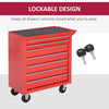 Rolling Tool Chest, 7-Drawer Lockable Tool Cabinet with 4 Wheels, Handle, Toolbox Storage Organizer for Garage, Workshop, Repair Shop
