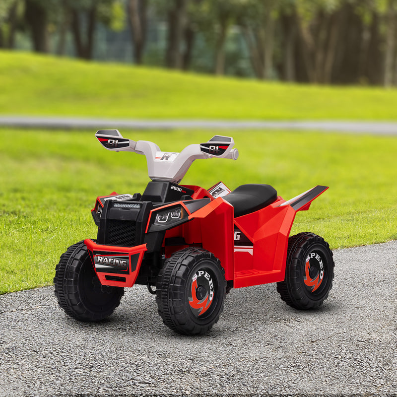 6V Quad Kids Electric Car with Wear-resistant Wheels, for Boys and Girls Aged 18-36 Months, Red