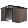 11' x 9' Metal Storage Shed Garden Tool House with Double Sliding Doors, 4 Air Vents for Backyard, Patio, Lawn Dark