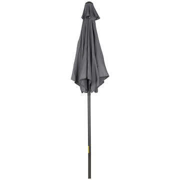 6.6FT Patio Umbrella, Outdoor Parasol with 6 Solid Ribs, Dark Grey
