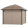 10' x 10' Hardtop Gazebo, Outdoor Gazebo Canopy with UV60+ Polycarbonate Roof, Curtains, Central Hook and Steel Frame for Garden, Lawn, Backyard, Deck