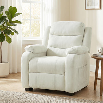 Massage Recliner Chair, Power Recliner with Quiet Brushless Motor, Remote, Pockets, 2 Memory Positions, Beige