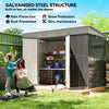 9' x 4' Galvanized Steel Garden Storage Shed with Lockable Doors, Gloves and 2 Air Vents for Backyard, Patio, Lawn, Dark Grey
