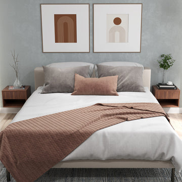 Floating Nightstand Set of 2, Wall Mounted Bedside Table with Drawer for Bedroom, Brown