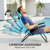 Set of 2 Beach Chair 5-Position Adjustable Folding Camping Chair with Headrest Armrests Light Blue