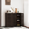 Narrow Shoe Cabinet with Slatted Doors, Adjustable Shelves for 20 Pairs of Shoes, Shoe Cabinet for Entryway